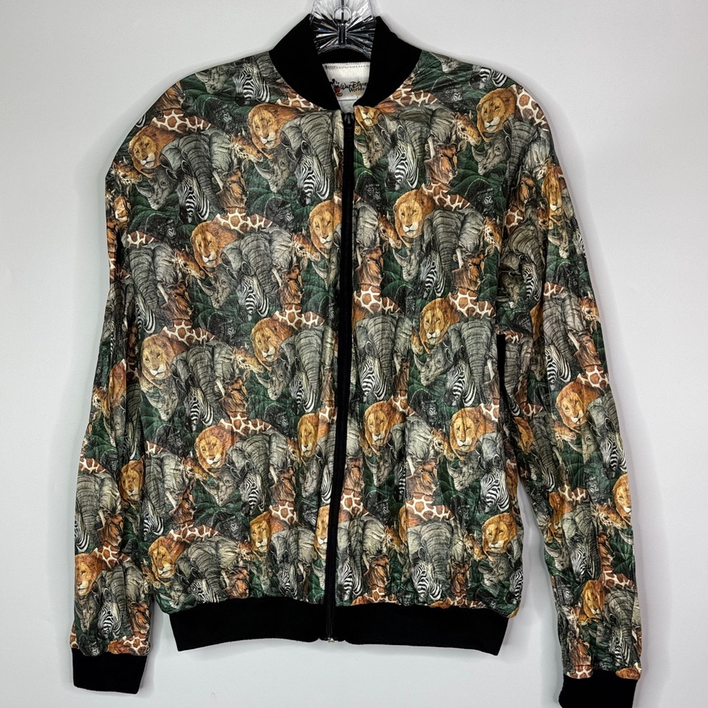 Vintage Walt Disney Animals Zoo Safari Windbreaker Lightweight AOP Jacket Medium
